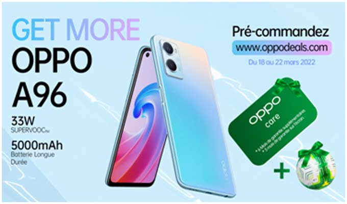 OPPO تطلق هاتف ذكيّ جديد A96 تحت شعار Get More