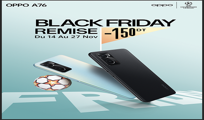 OPPO تقدّم سعرا استثنائيّا لهاتفها الذكيّ A76 بمناسبة فترة التّخفيضات Black Friday