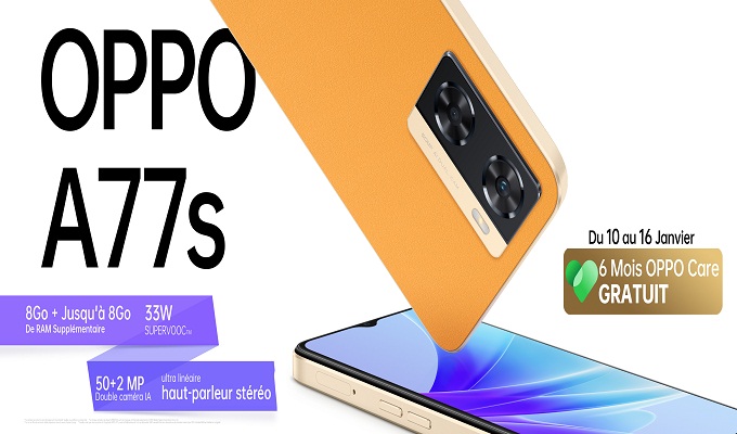  OPPO تطلق في تونس الهاتف الذكيّ الجديد A77s