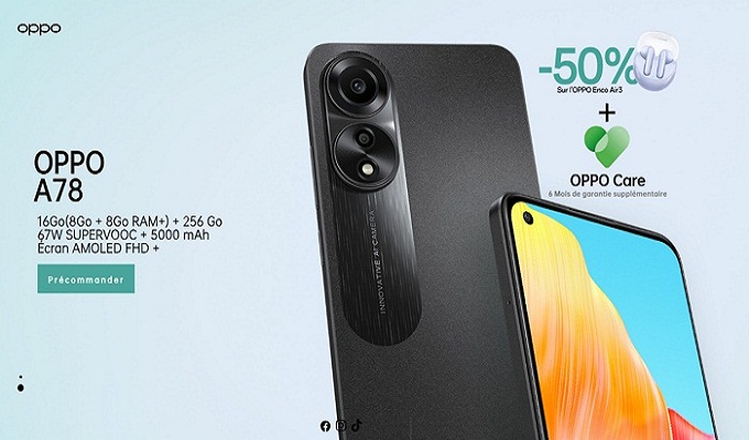 الهاتف الذكيّ الجديد OPPO A78 قريبا في تونس